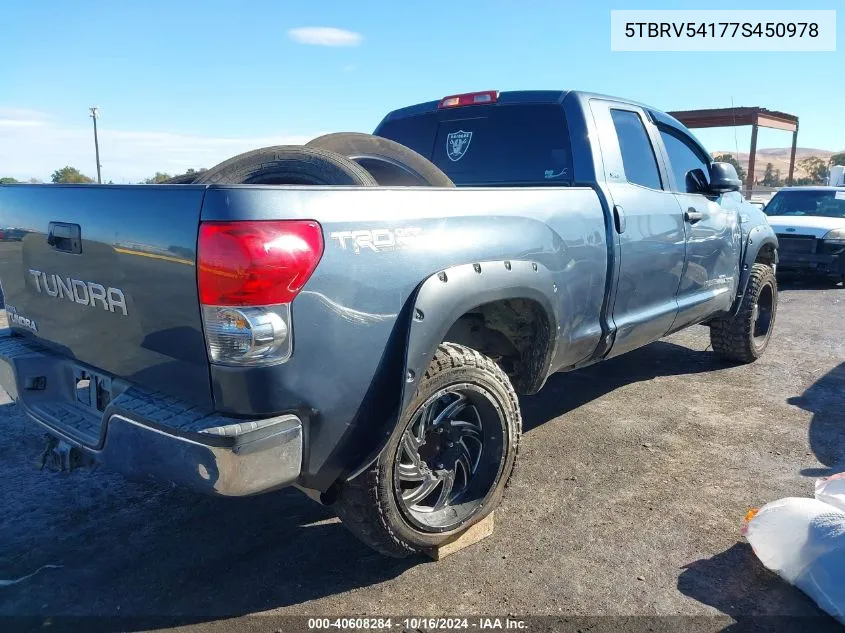 2007 Toyota Tundra Sr5 V8 VIN: 5TBRV54177S450978 Lot: 40608284