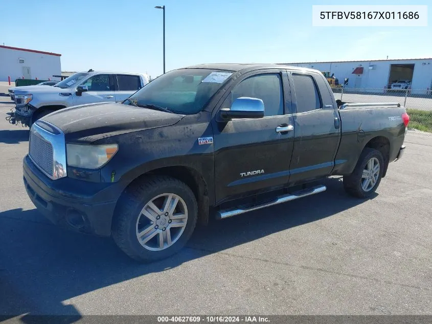 2007 Toyota Tundra Limited 5.7L V8 VIN: 5TFBV58167X011686 Lot: 40627609