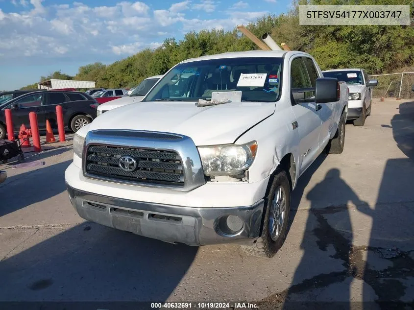 2007 Toyota Tundra Sr5 5.7L V8 VIN: 5TFSV54177X003747 Lot: 40632691