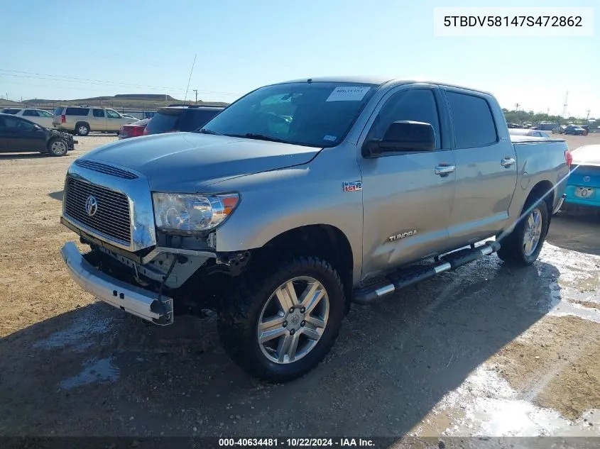 2007 Toyota Tundra Limited 5.7L V8 VIN: 5TBDV58147S472862 Lot: 40634481