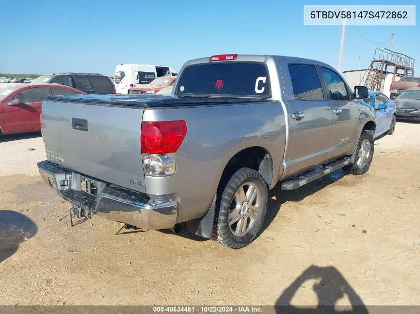 2007 Toyota Tundra Limited 5.7L V8 VIN: 5TBDV58147S472862 Lot: 40634481