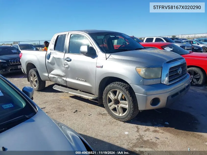 2007 Toyota Tundra Double Cab Limited VIN: 5TFRV58167X020290 Lot: 40636521