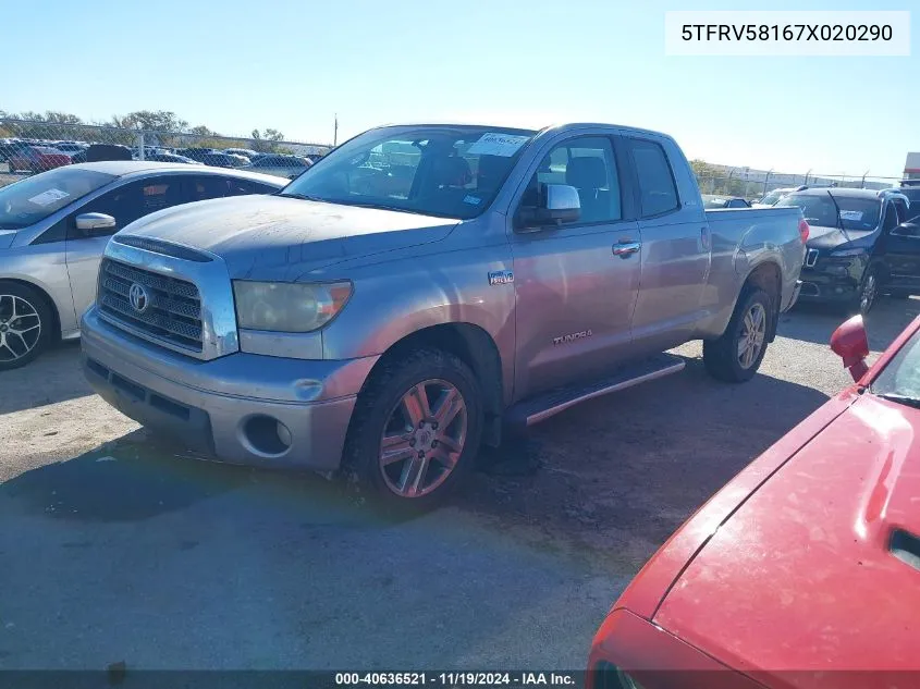 2007 Toyota Tundra Double Cab Limited VIN: 5TFRV58167X020290 Lot: 40636521