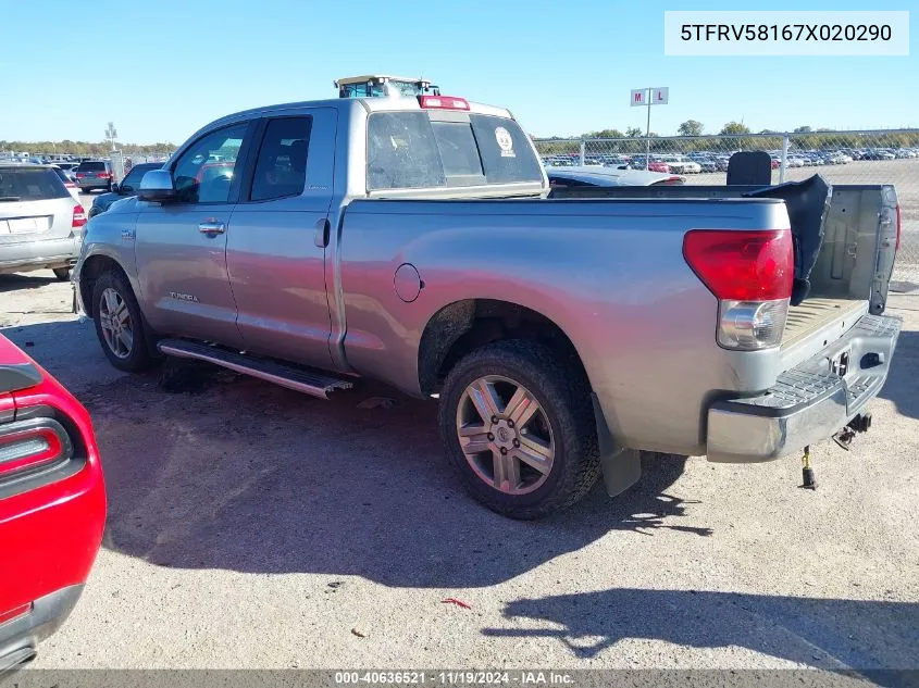 2007 Toyota Tundra Double Cab Limited VIN: 5TFRV58167X020290 Lot: 40636521