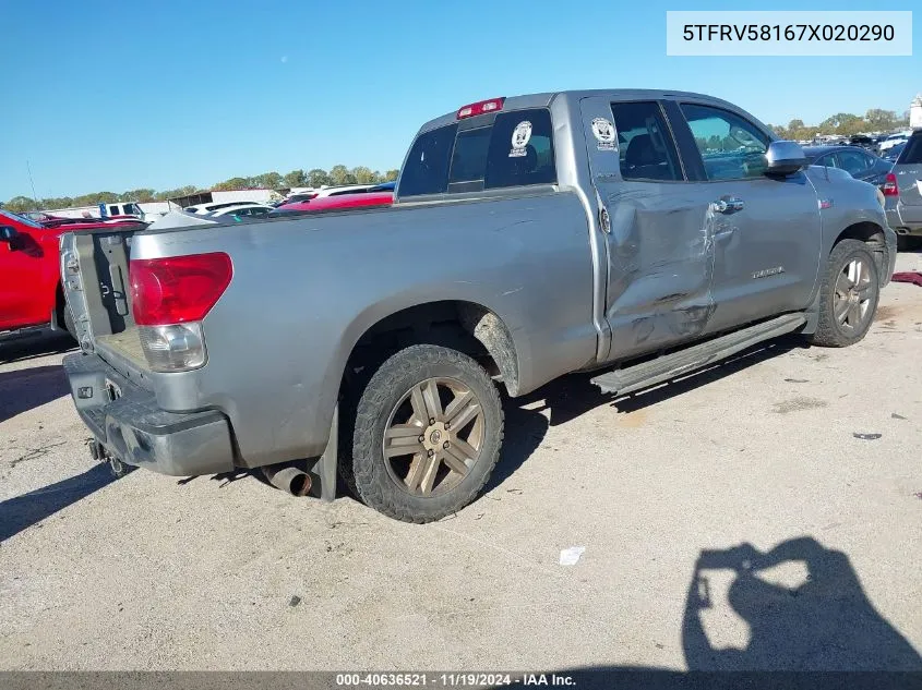 2007 Toyota Tundra Double Cab Limited VIN: 5TFRV58167X020290 Lot: 40636521