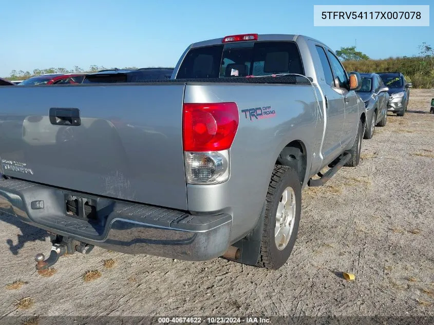 2007 Toyota Tundra Sr5 V8 VIN: 5TFRV54117X007078 Lot: 40674622