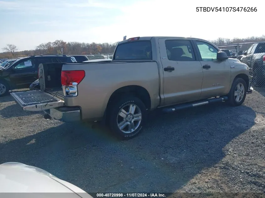 2007 Toyota Tundra Sr5 5.7L V8 VIN: 5TBDV54107S476266 Lot: 40720998