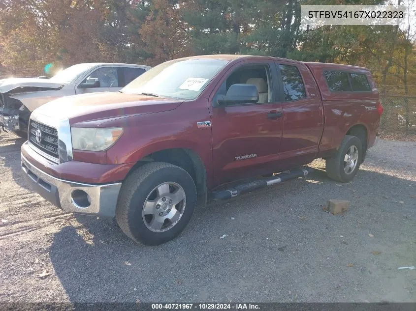 2007 Toyota Tundra Sr5 5.7L V8 VIN: 5TFBV54167X022323 Lot: 40721967