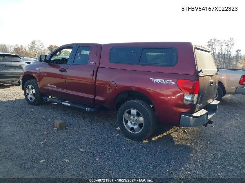 2007 Toyota Tundra Sr5 5.7L V8 VIN: 5TFBV54167X022323 Lot: 40721967