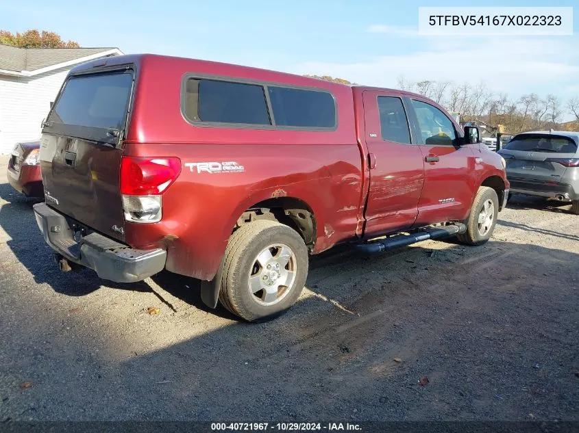 2007 Toyota Tundra Sr5 5.7L V8 VIN: 5TFBV54167X022323 Lot: 40721967