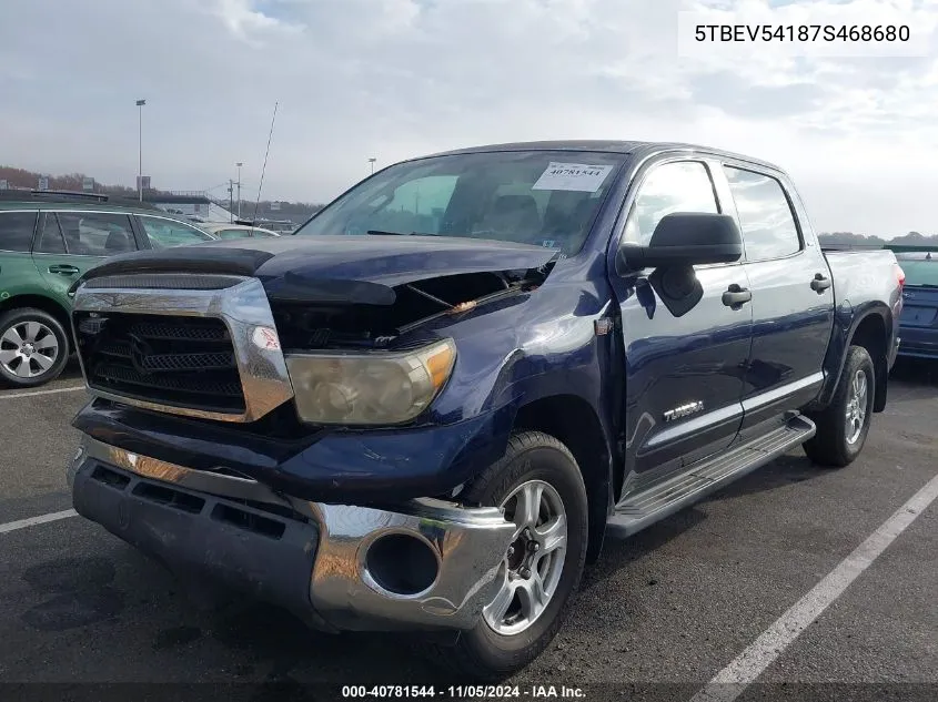 2007 Toyota Tundra Sr5 5.7L V8 VIN: 5TBEV54187S468680 Lot: 40781544