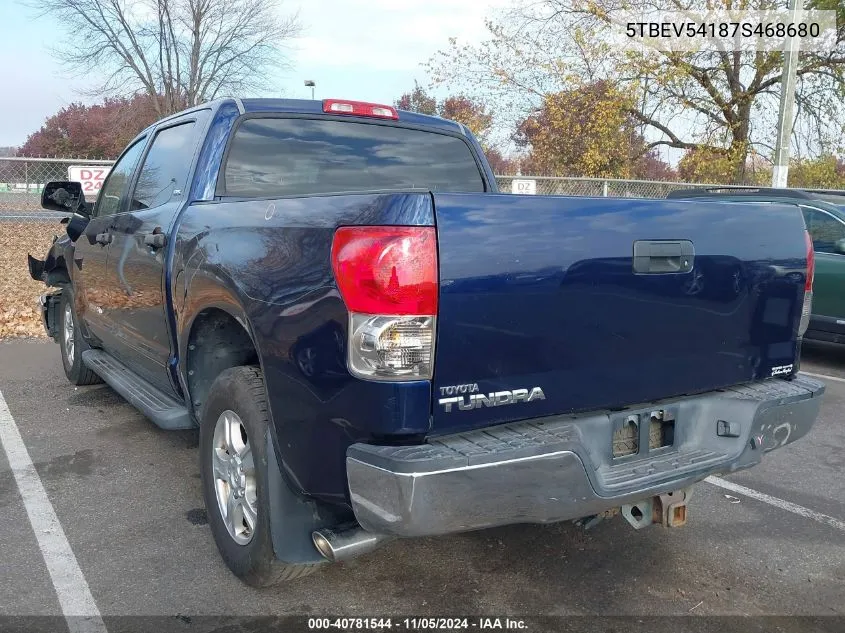 2007 Toyota Tundra Sr5 5.7L V8 VIN: 5TBEV54187S468680 Lot: 40781544