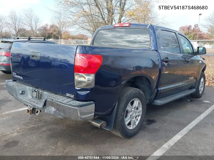 2007 Toyota Tundra Sr5 5.7L V8 VIN: 5TBEV54187S468680 Lot: 40781544