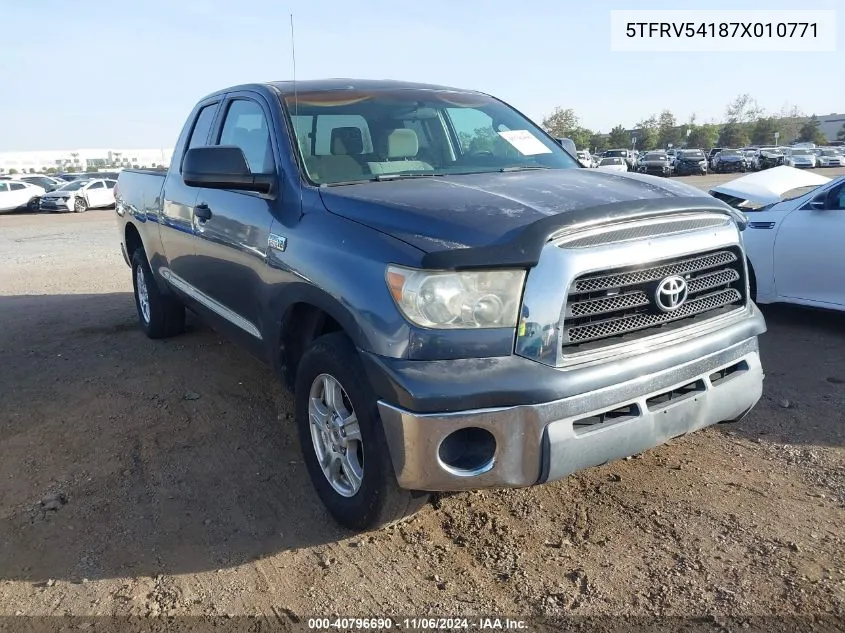 2007 Toyota Tundra Sr5 V8 VIN: 5TFRV54187X010771 Lot: 40796690