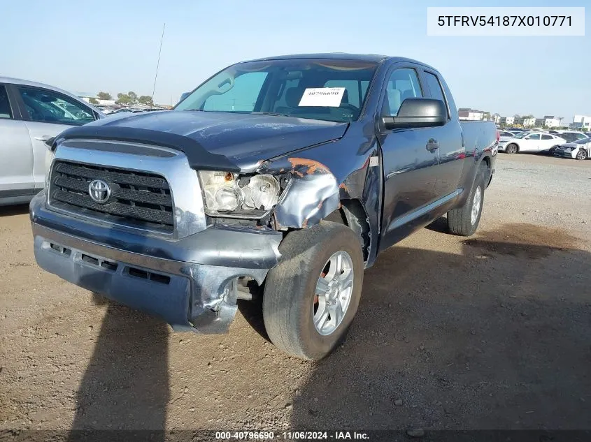 2007 Toyota Tundra Sr5 V8 VIN: 5TFRV54187X010771 Lot: 40796690