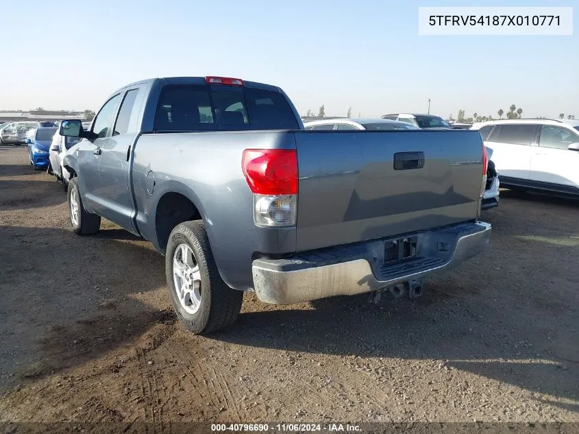 2007 Toyota Tundra Sr5 V8 VIN: 5TFRV54187X010771 Lot: 40796690