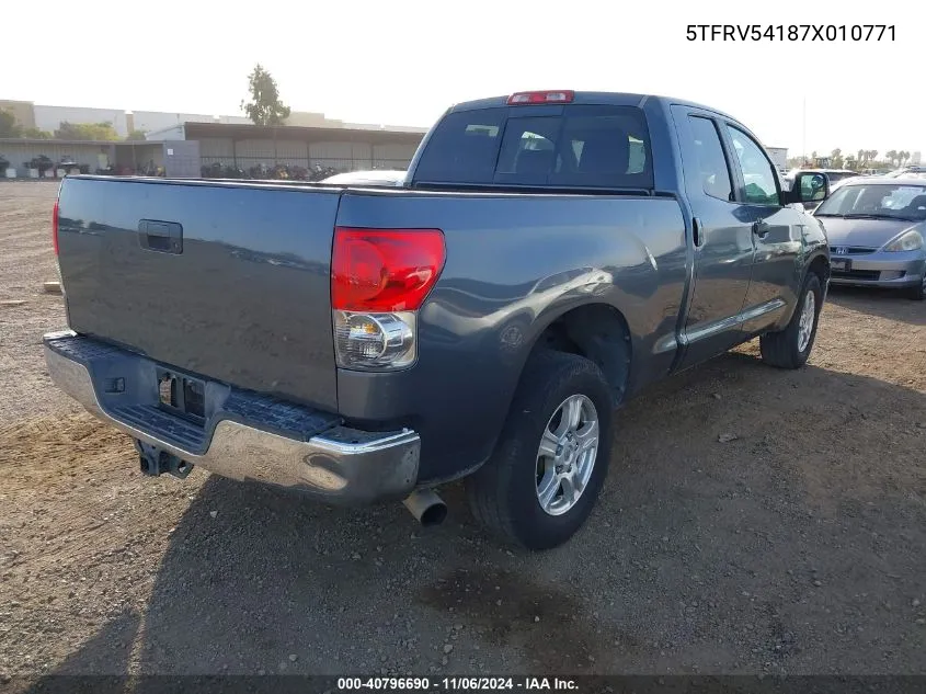 2007 Toyota Tundra Sr5 V8 VIN: 5TFRV54187X010771 Lot: 40796690