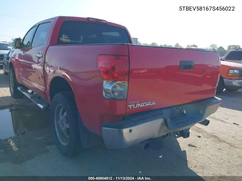 2007 Toyota Tundra Limited 5.7L V8 VIN: 5TBEV58167S456022 Lot: 40804512