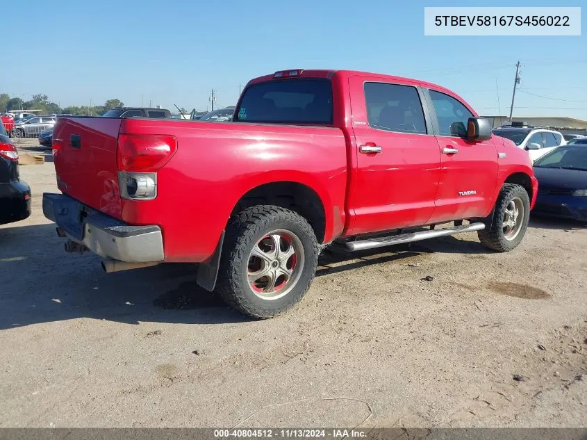 2007 Toyota Tundra Limited 5.7L V8 VIN: 5TBEV58167S456022 Lot: 40804512