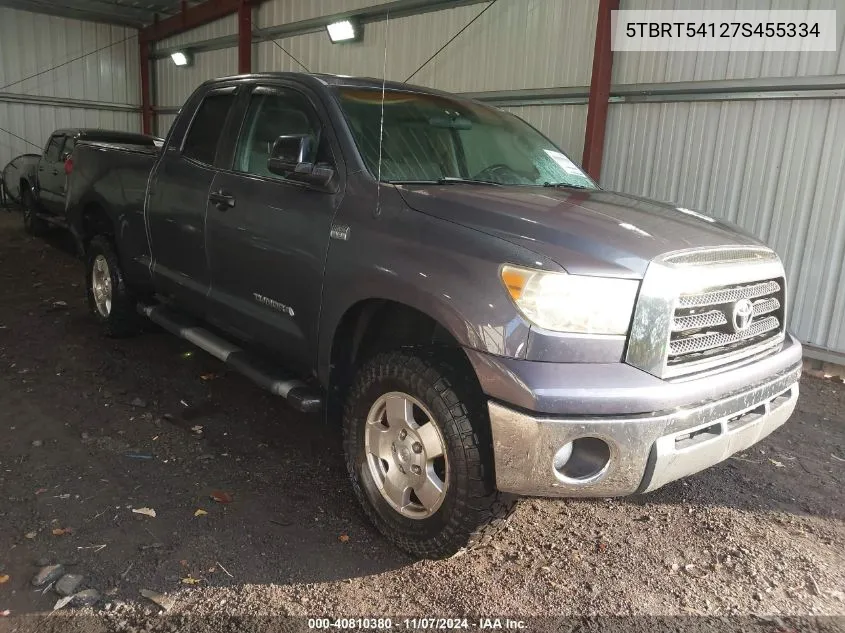 2007 Toyota Tundra Sr5 4.7L V8 VIN: 5TBRT54127S455334 Lot: 40810380