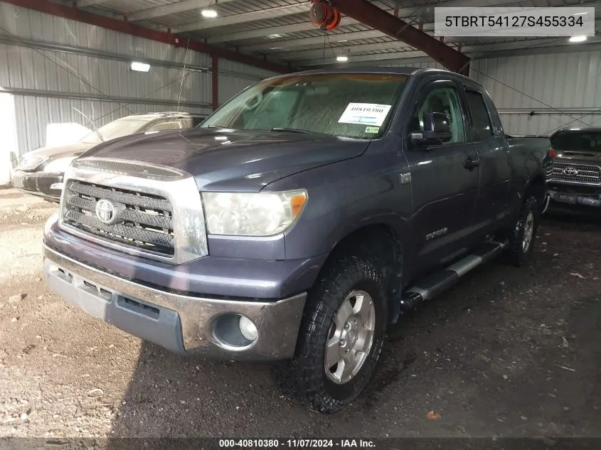 2007 Toyota Tundra Sr5 4.7L V8 VIN: 5TBRT54127S455334 Lot: 40810380