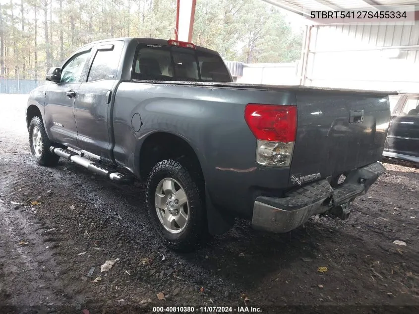 2007 Toyota Tundra Sr5 4.7L V8 VIN: 5TBRT54127S455334 Lot: 40810380