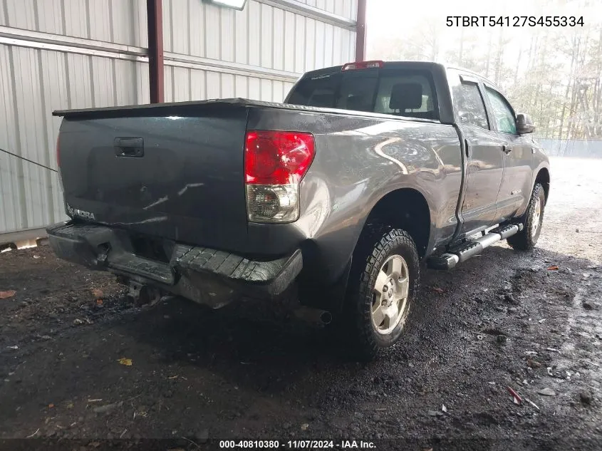 2007 Toyota Tundra Sr5 4.7L V8 VIN: 5TBRT54127S455334 Lot: 40810380