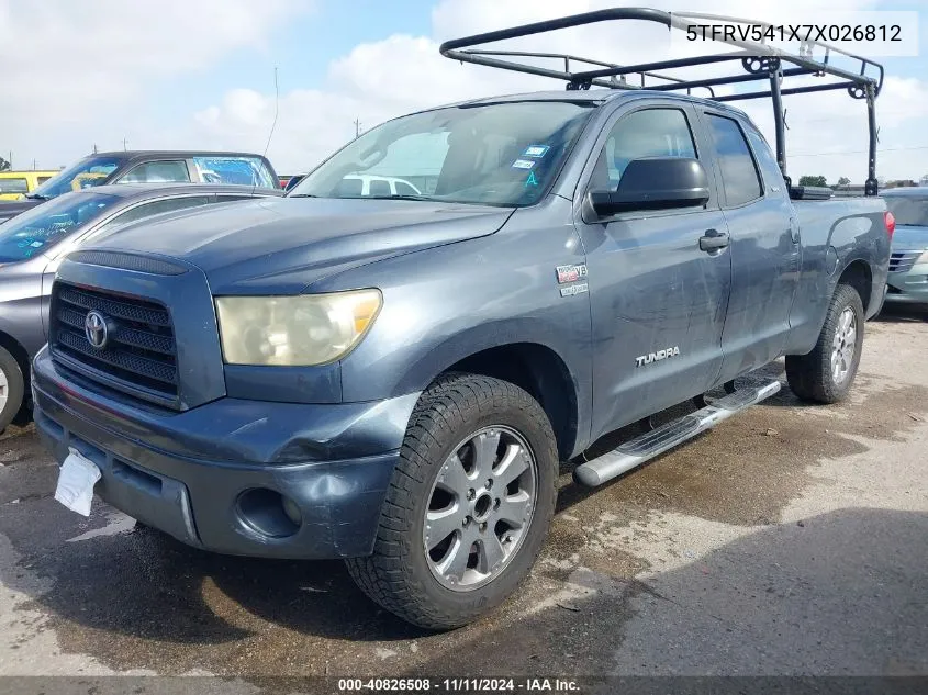 2007 Toyota Tundra Sr5 V8 VIN: 5TFRV541X7X026812 Lot: 40826508