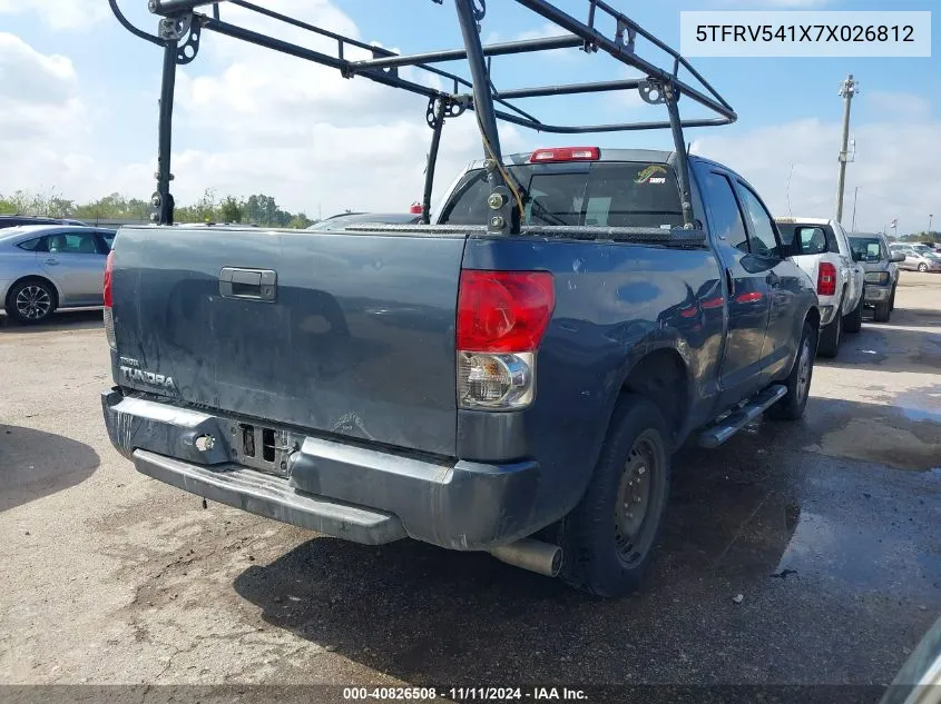 2007 Toyota Tundra Sr5 V8 VIN: 5TFRV541X7X026812 Lot: 40826508