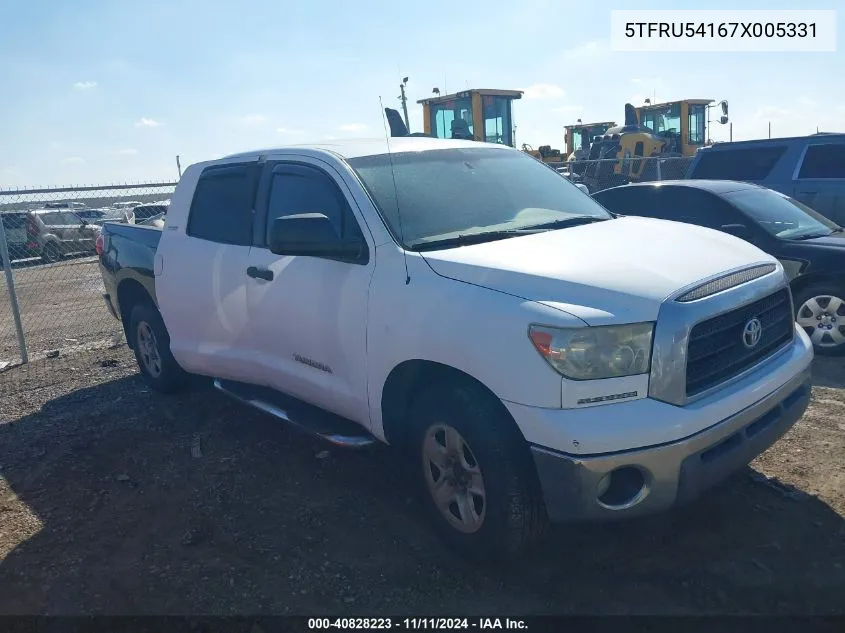 2007 Toyota Tundra Sr5 V6 VIN: 5TFRU54167X005331 Lot: 40828223