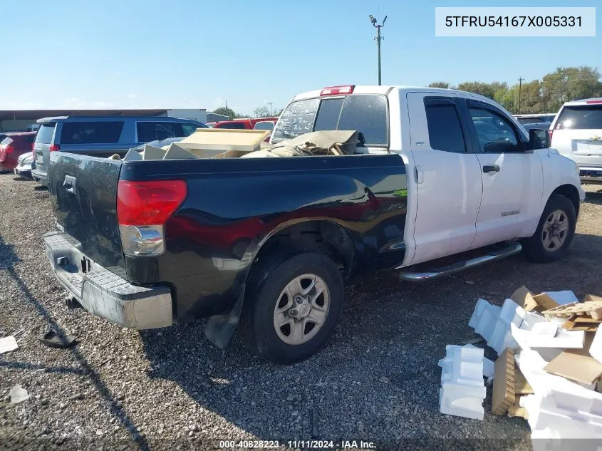 2007 Toyota Tundra Sr5 V6 VIN: 5TFRU54167X005331 Lot: 40828223