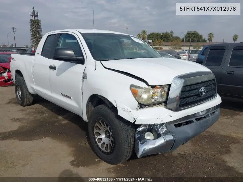 2007 Toyota Tundra Double Cab Sr5 VIN: 5TFRT541X7X012978 Lot: 40832136