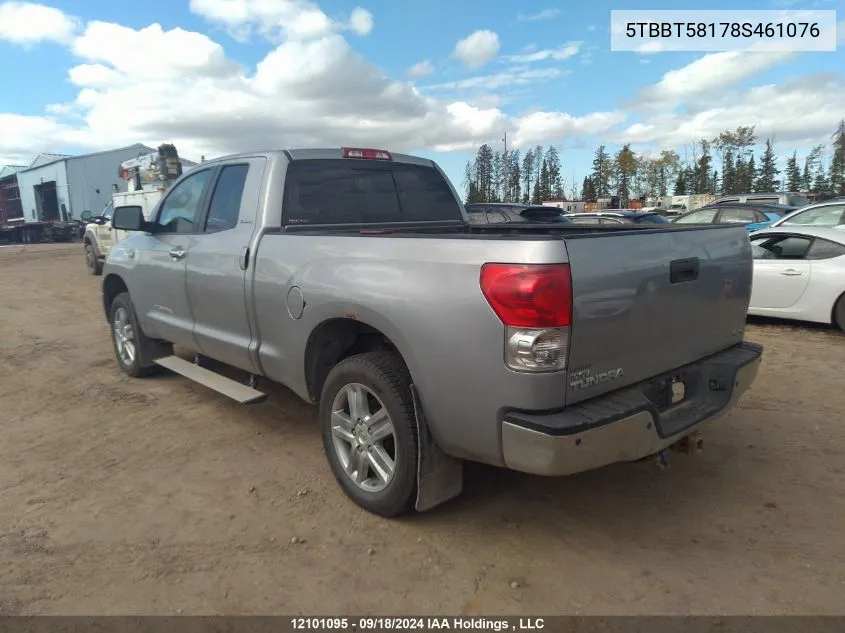 2008 Toyota Tundra Double Cab Limited VIN: 5TBBT58178S461076 Lot: 12101095