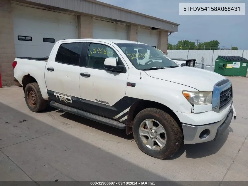 2008 Toyota Tundra Base 5.7L V8 VIN: 5TFDV54158X068431 Lot: 32963697