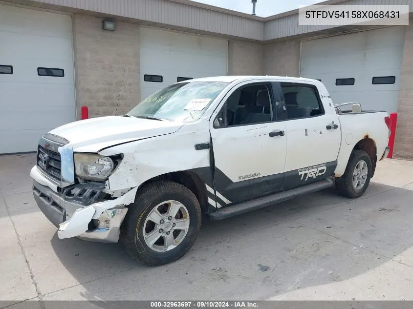 2008 Toyota Tundra Base 5.7L V8 VIN: 5TFDV54158X068431 Lot: 32963697