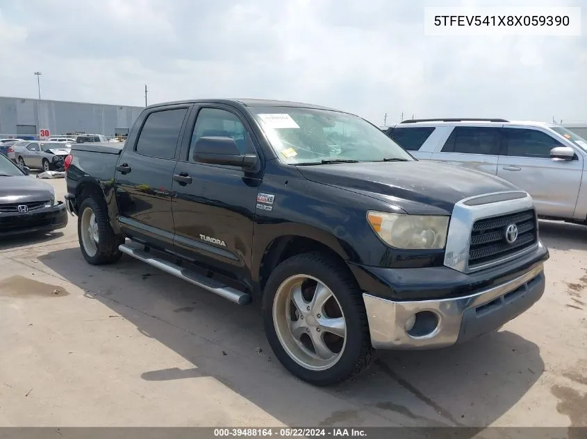 2008 Toyota Tundra Base 5.7L V8 VIN: 5TFEV541X8X059390 Lot: 39488164