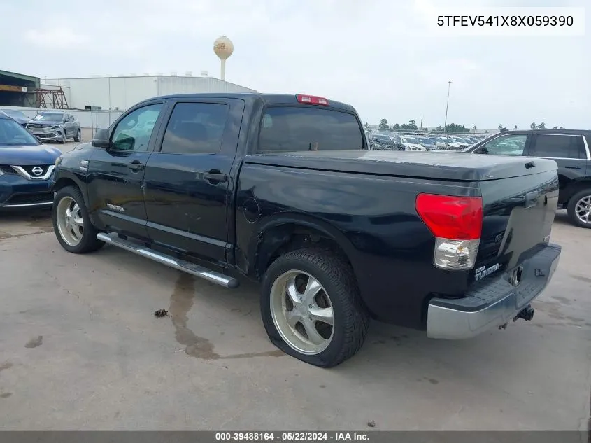 2008 Toyota Tundra Base 5.7L V8 VIN: 5TFEV541X8X059390 Lot: 39488164