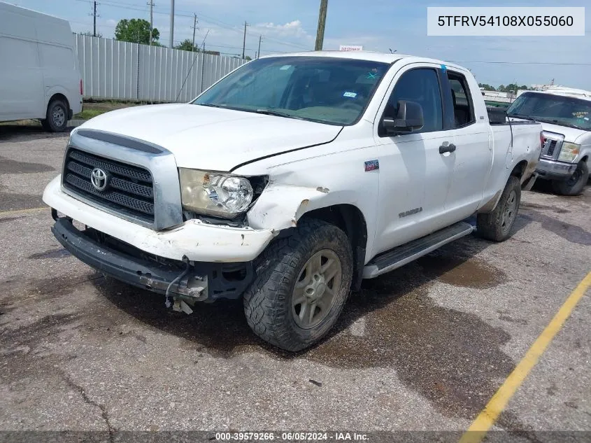 2008 Toyota Tundra Sr5 5.7L V8 VIN: 5TFRV54108X055060 Lot: 39579266