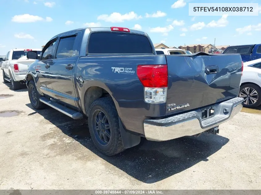 5TFEV54108X038712 2008 Toyota Tundra Sr5 5.7L V8