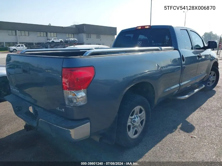 2008 Toyota Tundra Base 5.7L V8 VIN: 5TFCV54128X006870 Lot: 39801240