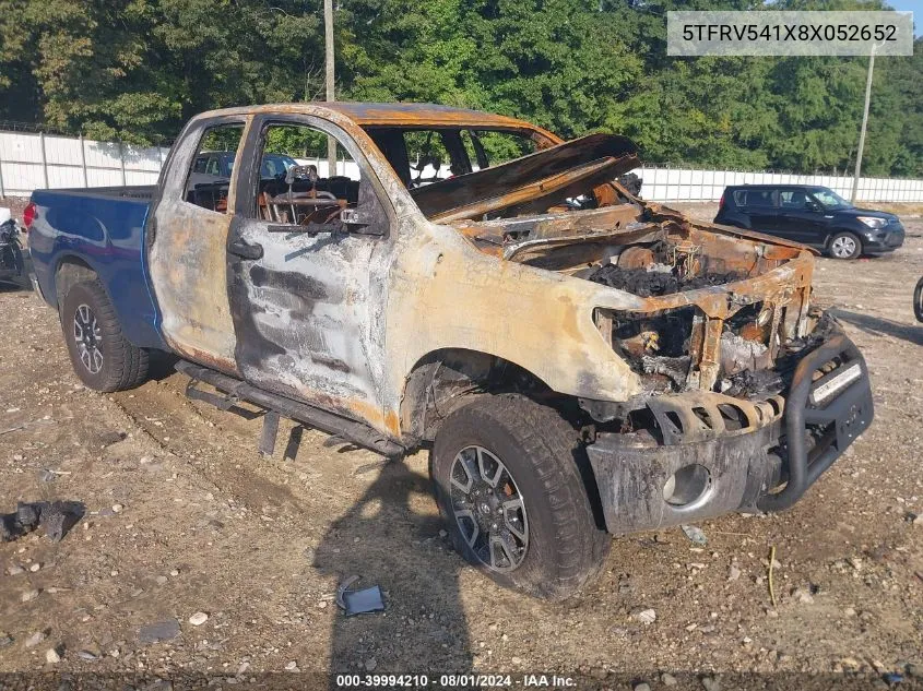 2008 Toyota Tundra Base 5.7L V8/Sr5 5.7L V8 VIN: 5TFRV541X8X052652 Lot: 39994210