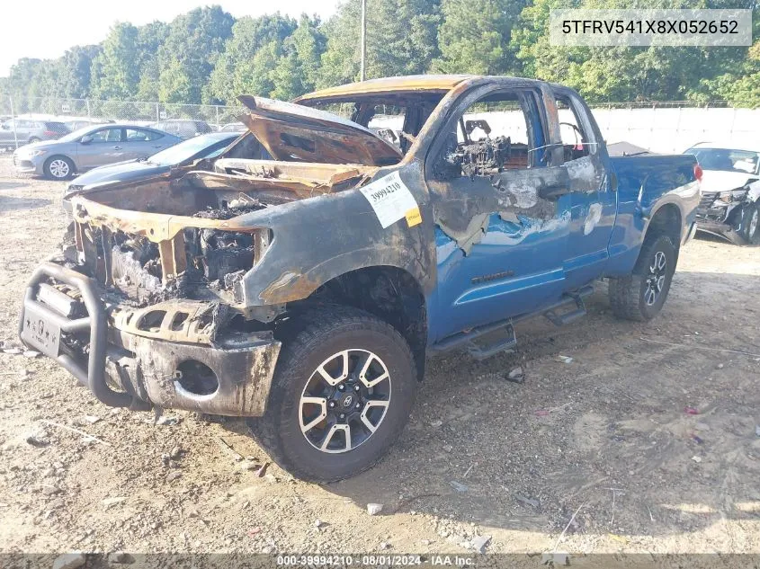 2008 Toyota Tundra Base 5.7L V8/Sr5 5.7L V8 VIN: 5TFRV541X8X052652 Lot: 39994210