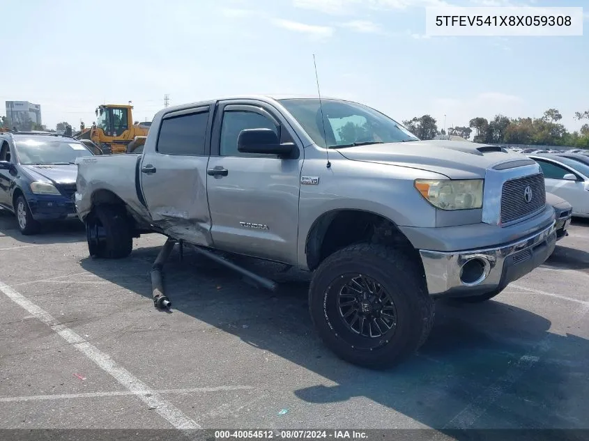 2008 Toyota Tundra Base 5.7L V8 VIN: 5TFEV541X8X059308 Lot: 40054512