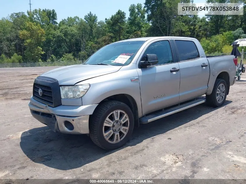 5TFDV54178X053848 2008 Toyota Tundra Sr5 5.7L V8