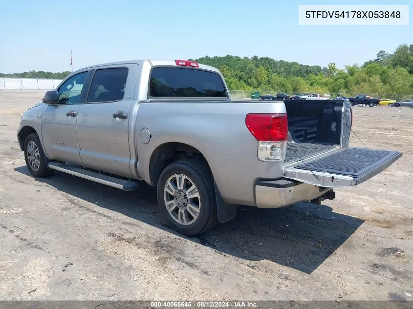 5TFDV54178X053848 2008 Toyota Tundra Sr5 5.7L V8