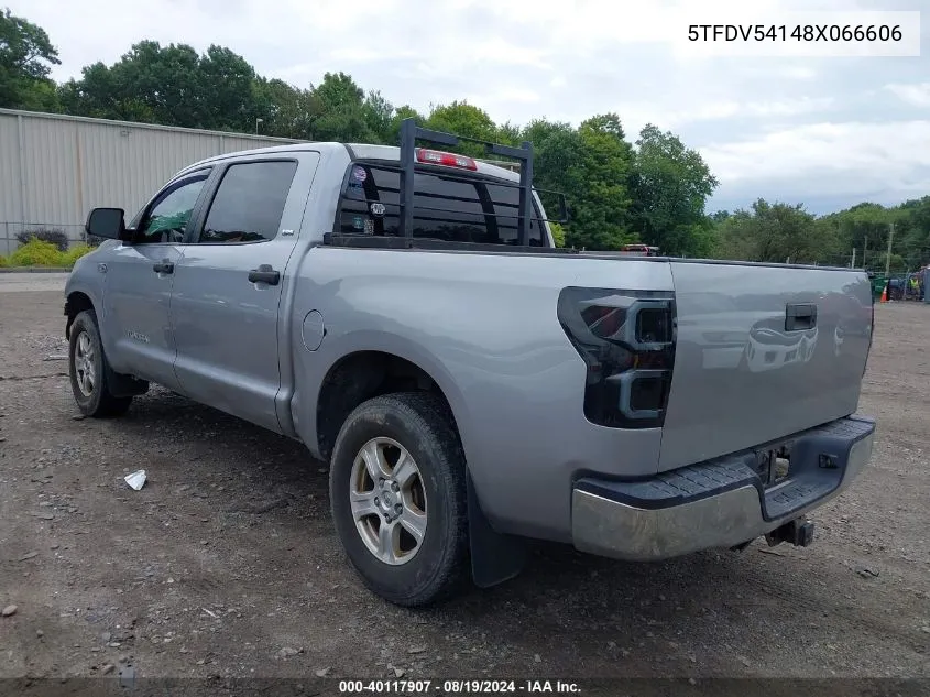 2008 Toyota Tundra Sr5 5.7L V8 VIN: 5TFDV54148X066606 Lot: 40117907