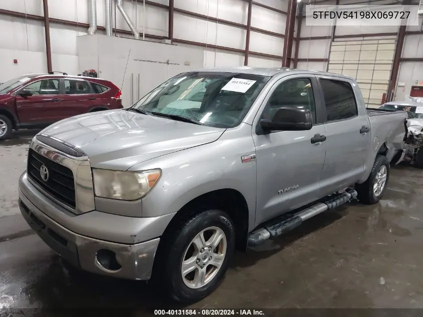 2008 Toyota Tundra Base 5.7L V8 VIN: 5TFDV54198X069727 Lot: 40131584