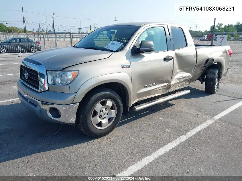 2008 Toyota Tundra Sr5 5.7L V8 VIN: 5TFRV54108X068231 Lot: 40152923