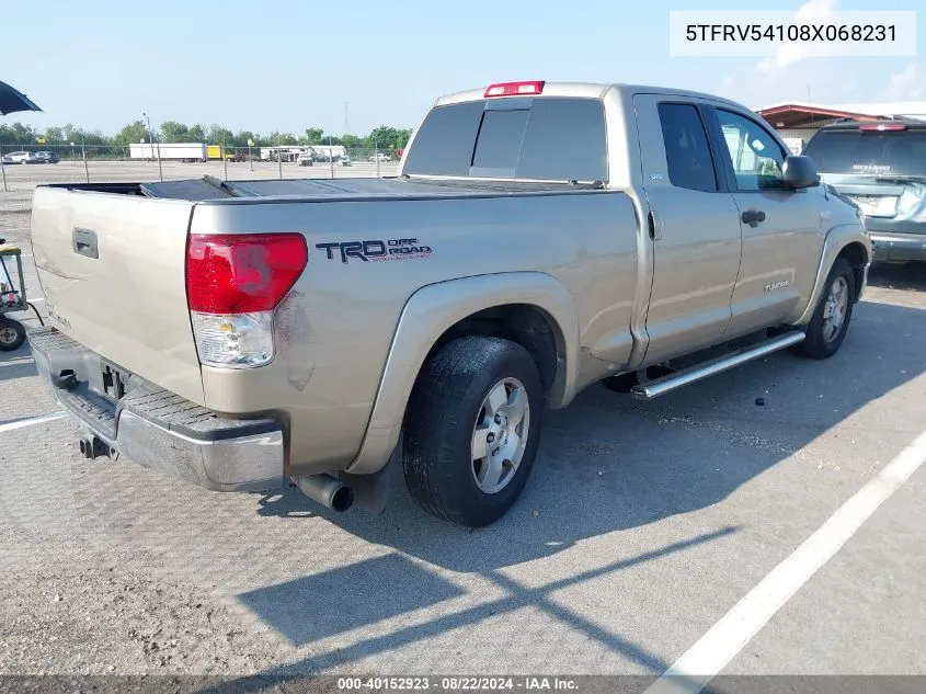 2008 Toyota Tundra Sr5 5.7L V8 VIN: 5TFRV54108X068231 Lot: 40152923