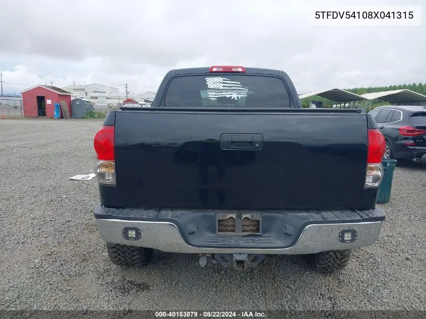 2008 Toyota Tundra Sr5 5.7L V8 VIN: 5TFDV54108X041315 Lot: 40153879